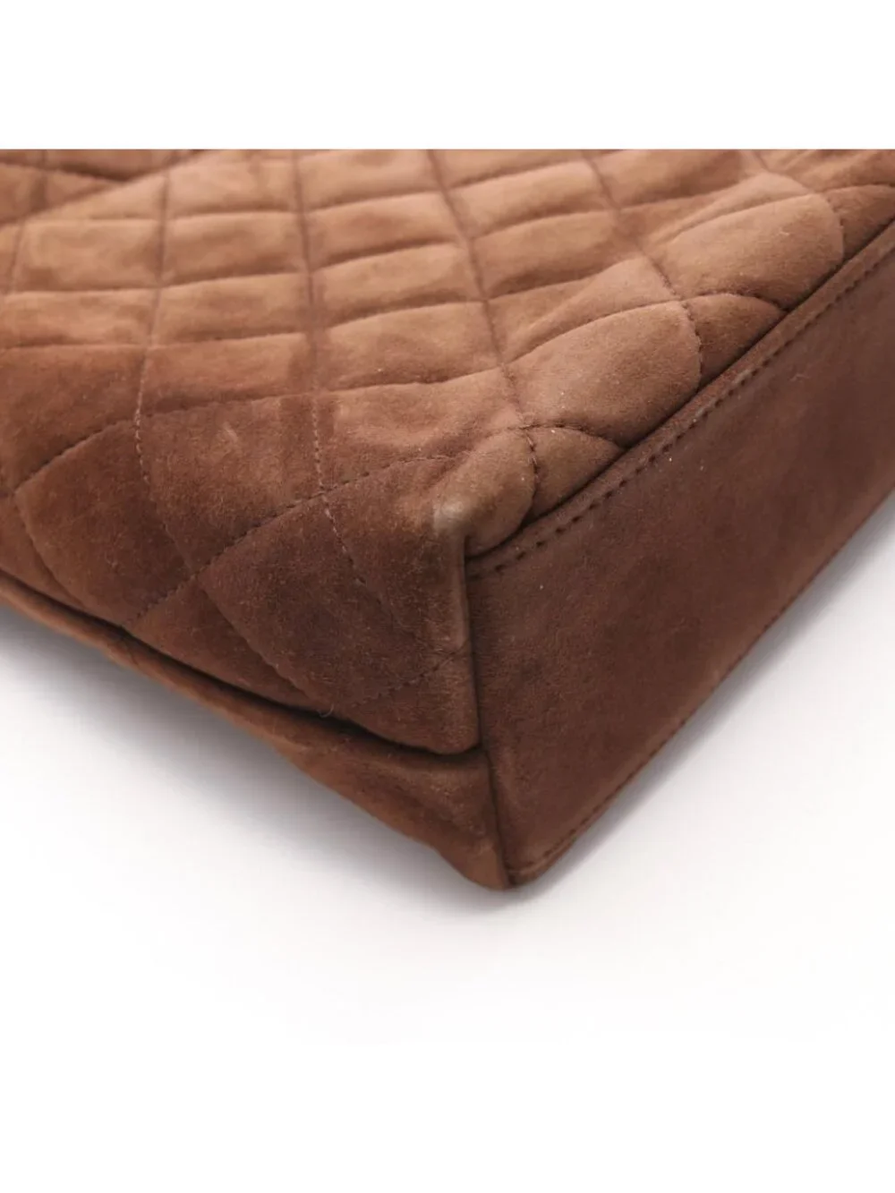 Chanel Shoulder Bag Quilted Dark Brown Suede